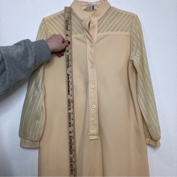 Vintage Lady Blair Midi Shirt Dress Long Sleeve Tie Waist Butter Yellow - Picture 10 of 15